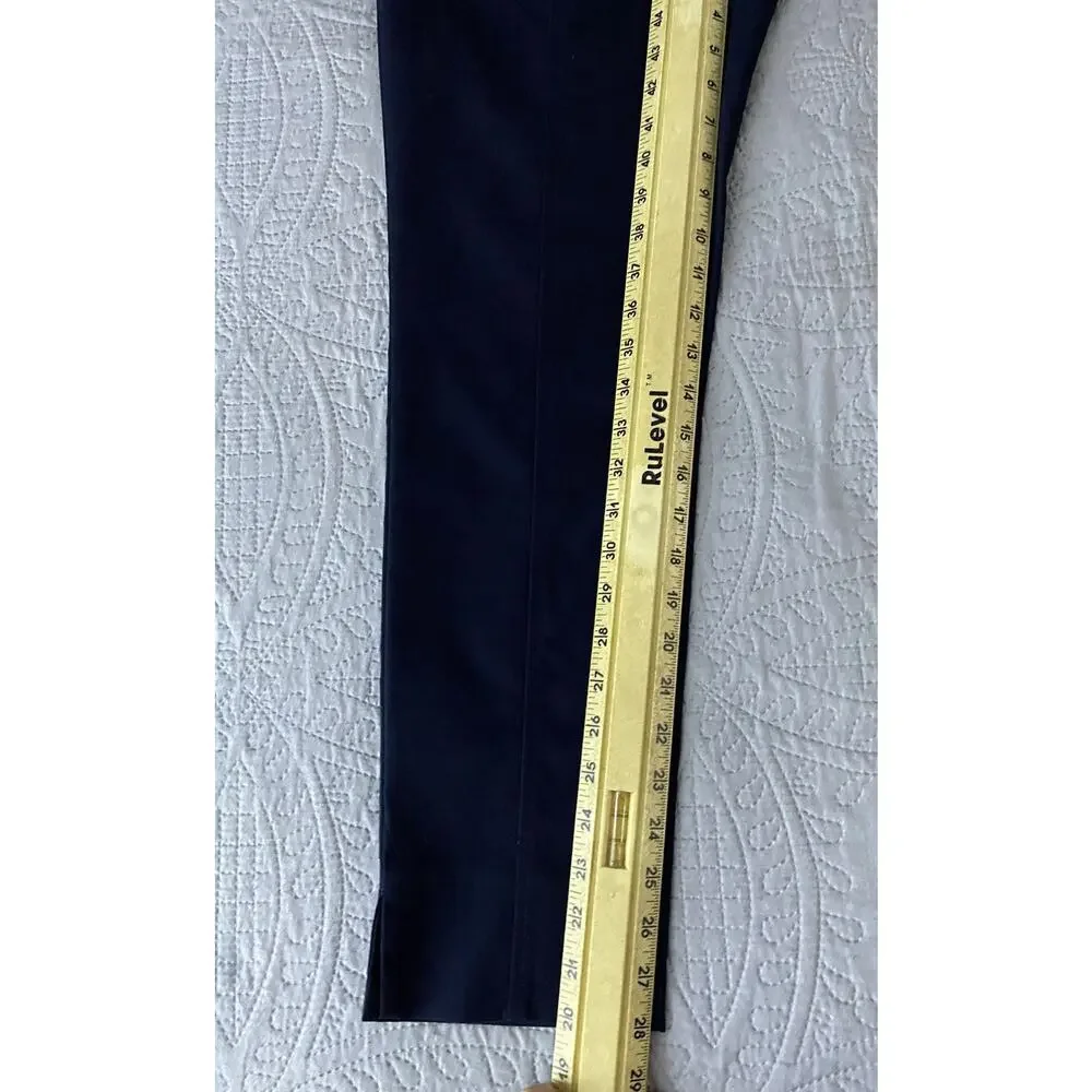 Tory Burch Sz 6 Skinny Callie Navy Blue Pockets Front Seam Ankle Crop Pants